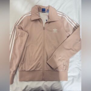Adidas Blush Pink Track Jacket with White Stripes